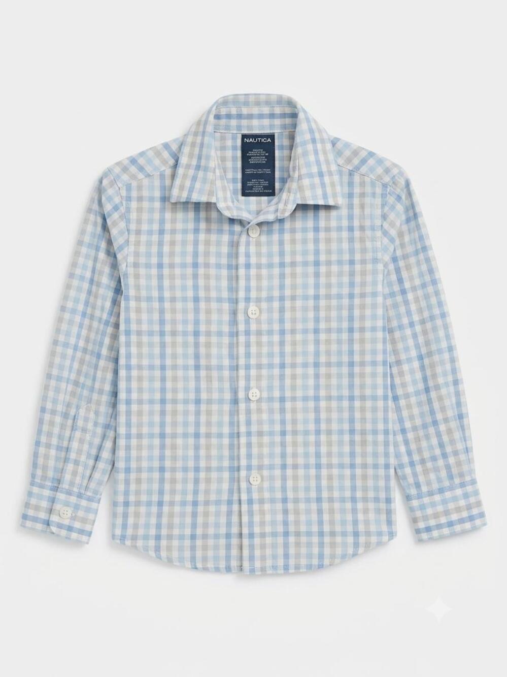 Nautica Boys Gingham Long Sleeve Button-Down Shirt